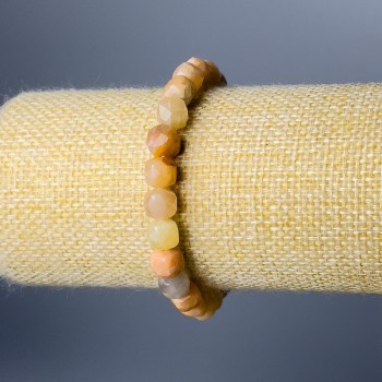 Браслет със селенит, естествен камък, гранени кубчета, диаметър 7,5 мм, дължина 18 см (еластичен)