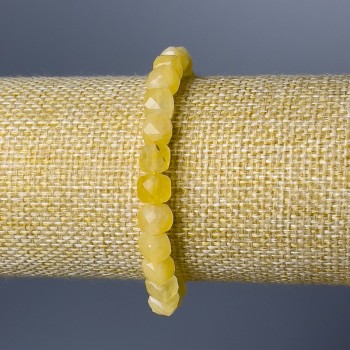 Браслет от естествен цитрин – грановани кубчета, диаметър 7 мм, дължина 18 см (еластичен)