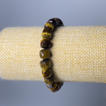 Гривна с тигрово око от естествен камък, грановани кубчета, диаметър 8,5 мм, дължина 18 см (еластична)