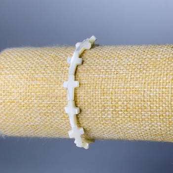 Гривна от перламутър „кръстик“, диаметър 8×13×3 мм, дължина 18 см (еластичен)