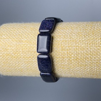 Браслет от авантюрин „Нощ Каира“ с естествен камък, правоъгълно звено, диаметър 13×18 мм, дължина 18 см (еластичен)