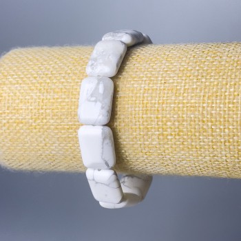 Гривна каолонг от естествен камък, правоъгълни звена, размер 13×18 мм ±, дължина 18 см (еластична основа)