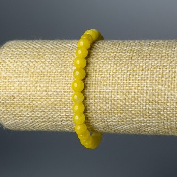 Браслет от цитрин, гладка топка, диаметър 6,5 мм, дължина 18 см (еластичен)