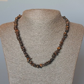 Намисто от бронзит — естествен камък, късчета, диаметър 7×3 мм ±, дължина 47 см