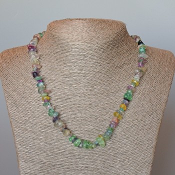 Намисто от флуорит, естествен камък, галтовано, диаметър 8×3 мм+-, дължина 47 см