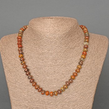 Намисто яшма Пикасо естествен камък гладък рондел, диаметър 8×5 мм, дължина 47 см