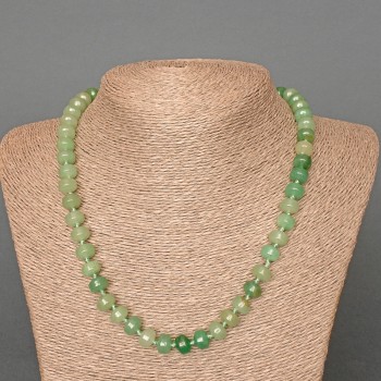 Колие от естествен нефрит, гладък рондел, диаметър 9×7 мм ±, дължина 49 см ±