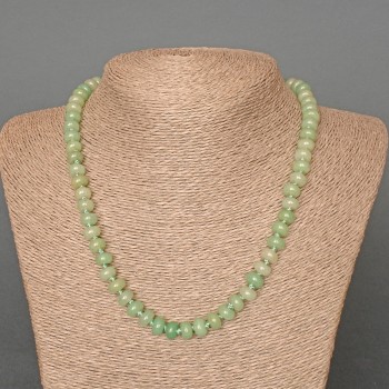 Намисто от нефрит, естествен камък, гладък рондел, диаметър 8×5 мм, дължина около 48 см