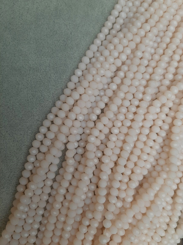 Намистини от чешки кристал, светло-розов гранован рондел, диаметър 6x5 мм, дължина 43 мм +- на конец