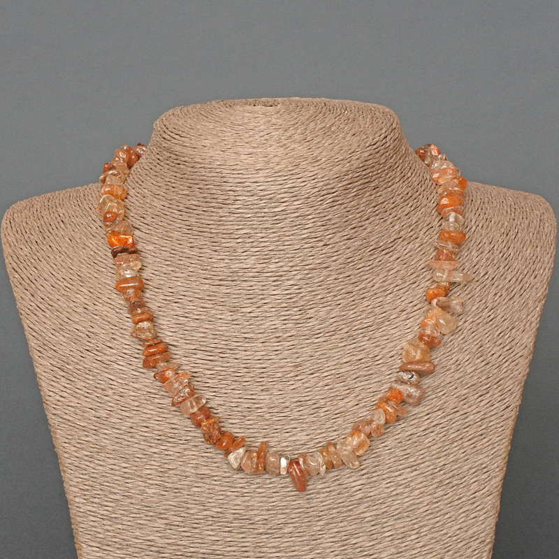 Намисто от рутилий кварц космат кварц естествен камък малък фрагмент, диаметър 8×3 мм, дължина 46 см+