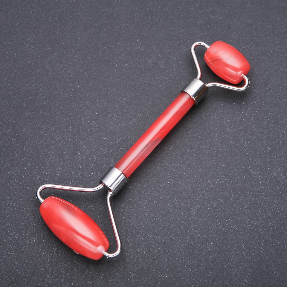 Масажор от турмалинов камък, двустранен, дължина 14,5 см, сребрист метал