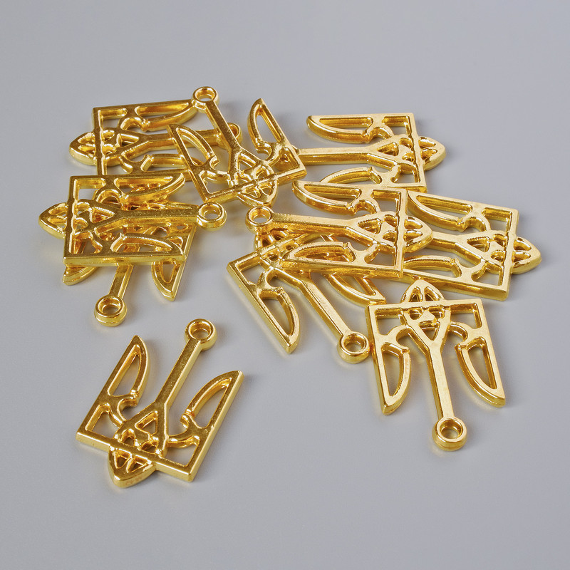 Фурнитура висулка «Герб», диаметър 25×15 мм, диаметър на отвора 2,1 мм, фас. 7 бр. ± златист цвят на металa