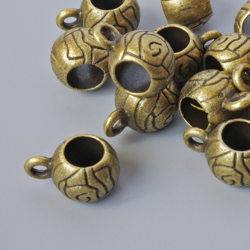 Фурнитура — държач за бейл, диаметър 6,5×8 мм, диаметър на отвора 1,6 мм, 4,5 мм, дължина 11 мм, фас. 15 бр ± бронзов цвят на метал