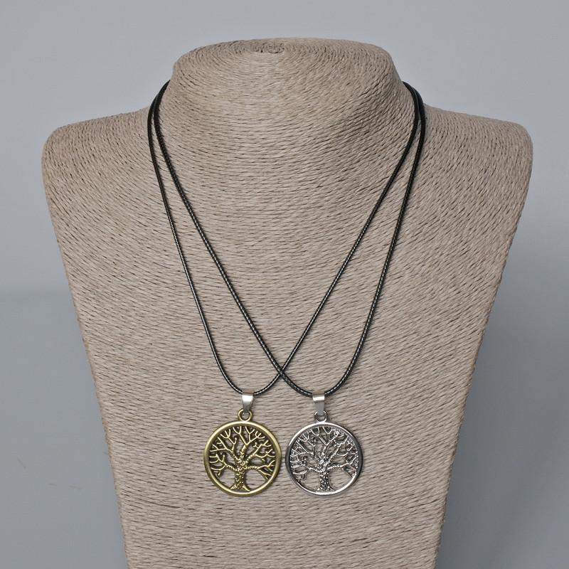 Двойни медальони „Дърво“ бронзов и сребрист метал 35×31 мм, дължина 45–50 см