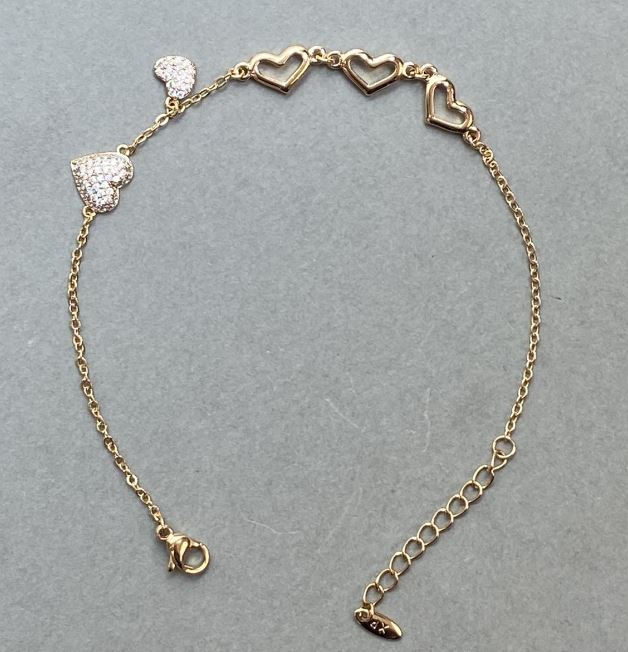 Гривна «Сърце» Xuping позлата 18К, дължина 18–21 см, дебелина 1,5 мм със стрази