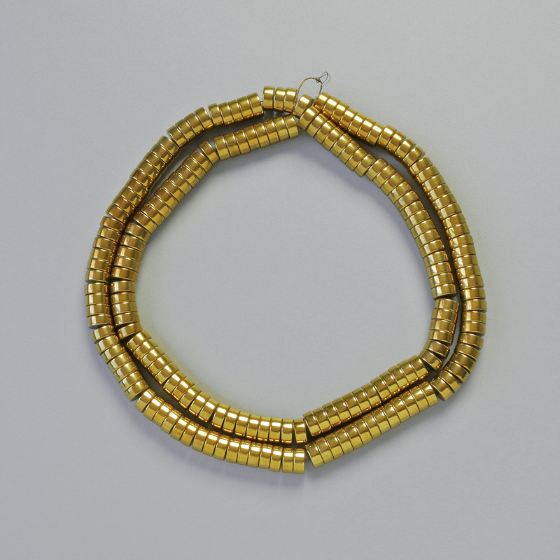 Намистини вставки Гематит ронделі колір темне золото, діаметр 5х2мм+-, довжина 42см+- на нитці