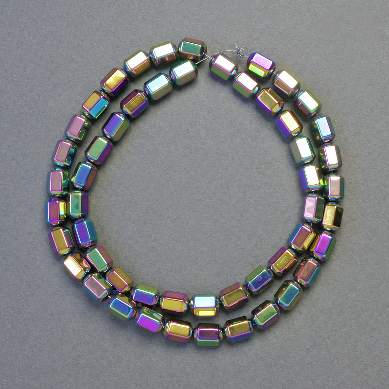 Хематитови мъниста с шестоъгълна форма, мултицветни, диаметър 5×8 мм, дължина 42 см