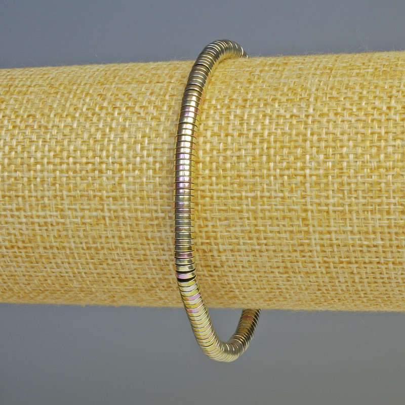 Гривна от хематит розово-сребърна, диаметър 4×1 мм, дължина 18 см, стрeйч