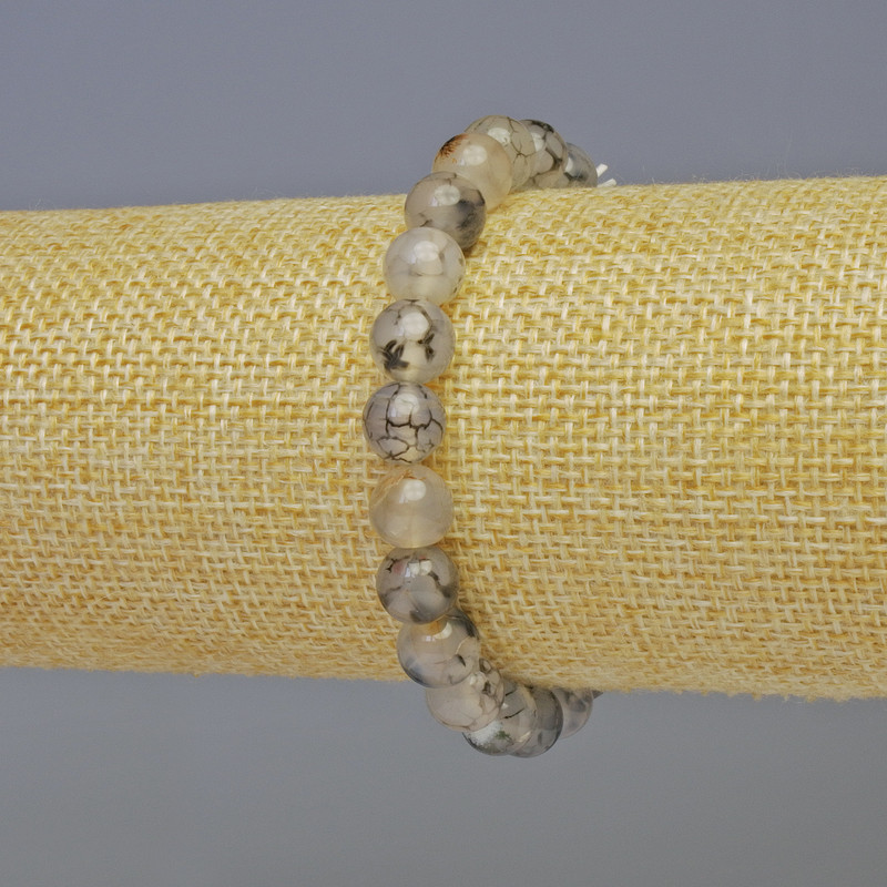 Браслет Агат Вен Дракона — гладка мъниста, диаметър около 8 мм, дължина около 18 см, еластичен