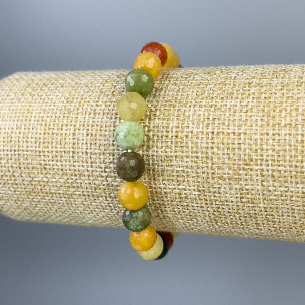 Гривна с асортимент от грановани топчета 8 мм, дължина 18 см, еластична