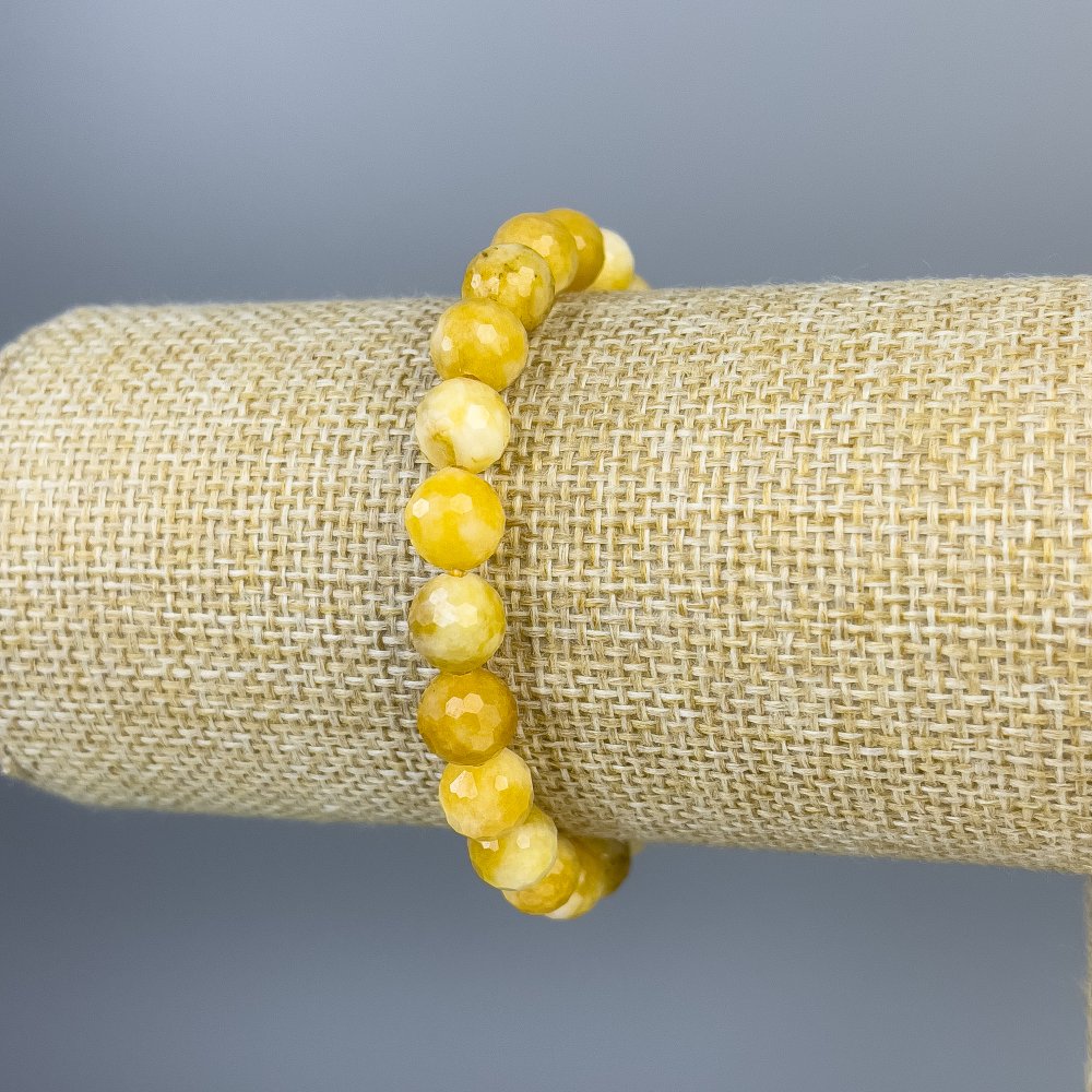 Браслет от жадеит грановано топче 8 мм, дължина 18 см, стрейч