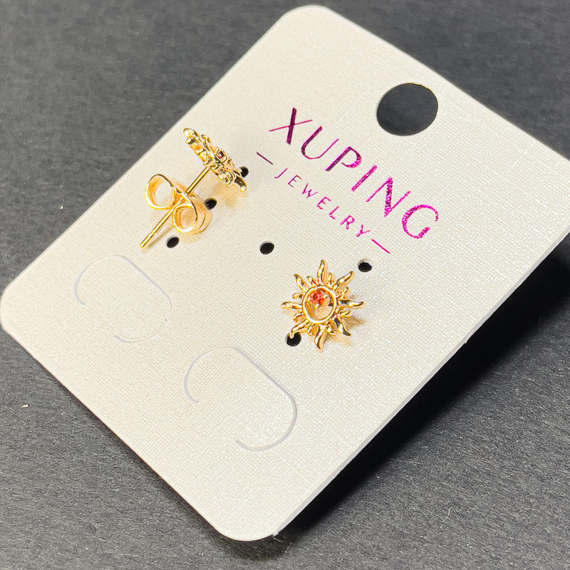 Обeци пусети Xuping с червен кристал 9 мм ± позлатяване 18K