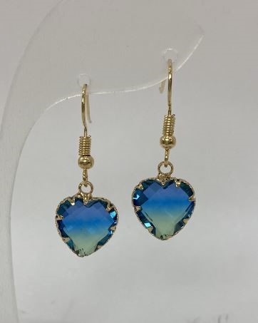 обеци «Сърце мултицвет» диаметър 12 мм, дължина 34 мм