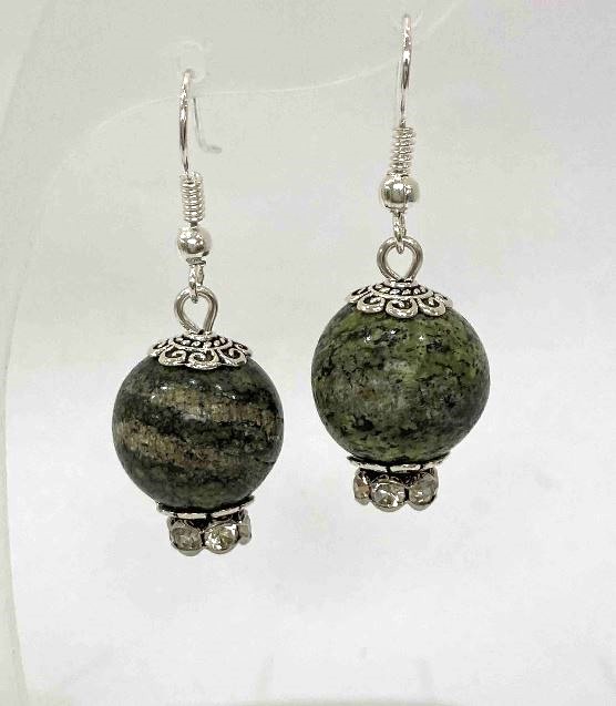 Обеци със серпентин, гладко топче, диаметър 14 мм, дължина 38 мм