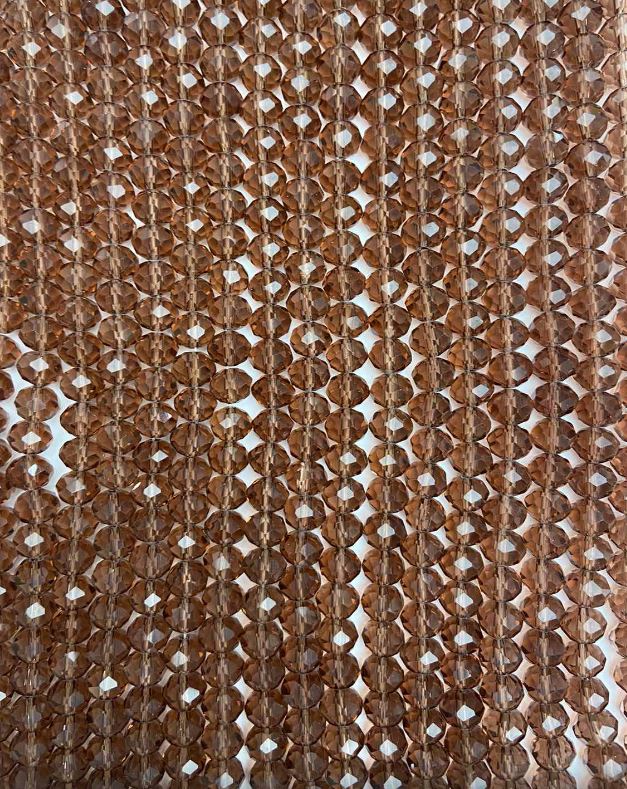 Намистини чешки кристал на конец кафяв прозрачен гранован рондел, диаметър 8×6 мм, дължина 40 см +