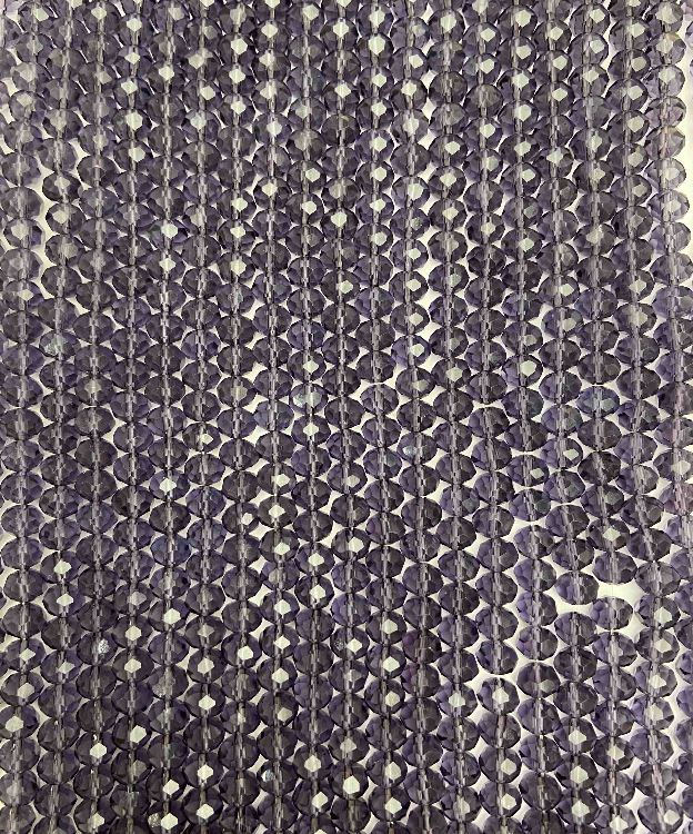 Виолетови мъниста от чешки кристал на конец, прозрачни грановани рондели, диаметър 8х6 мм, дължина 40-42 см +