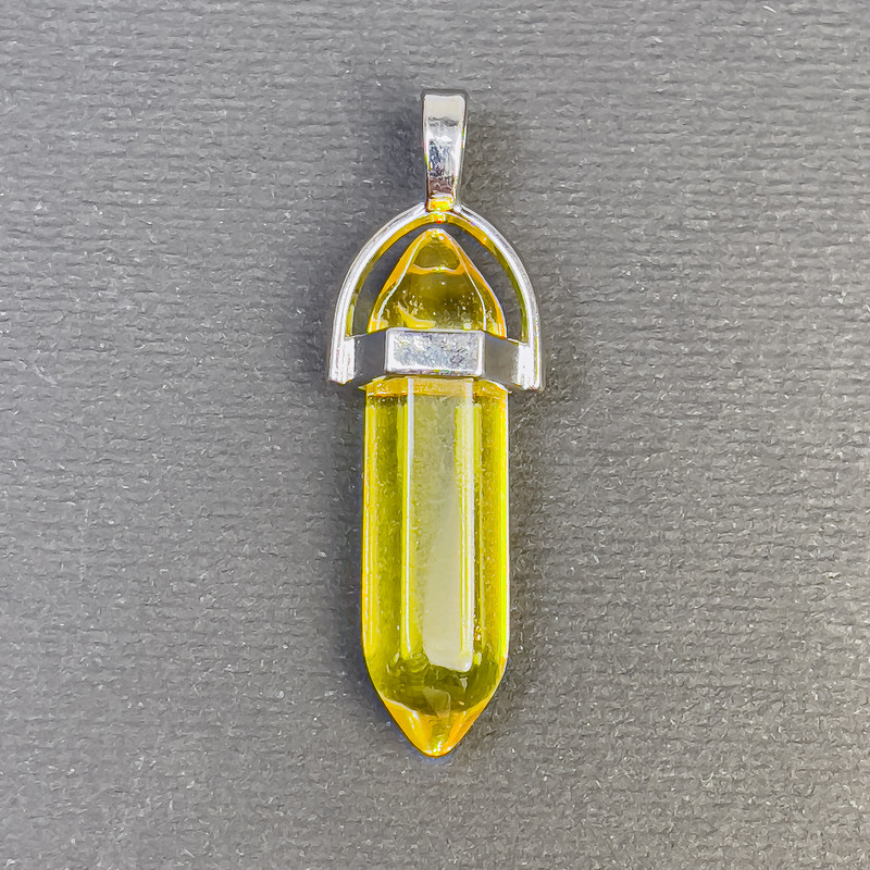 Медальон с шестоъгълна форма, кристално кълбо и жълто стъкло 8х31х41 мм+