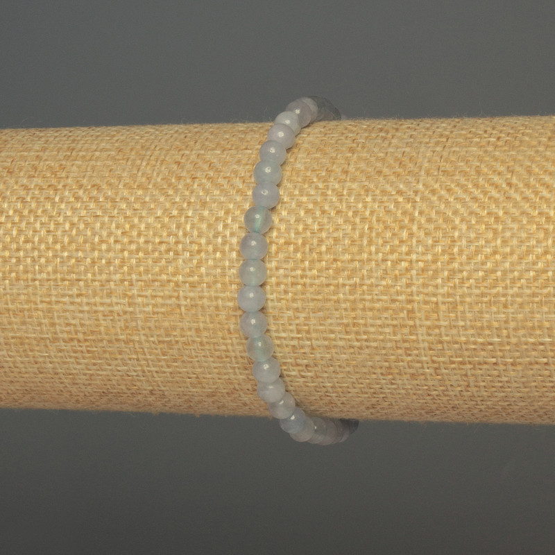 Браслет Аквамарин с гладки мънисти, диаметър 4,5 мм, дължина 18 см, еластична основа