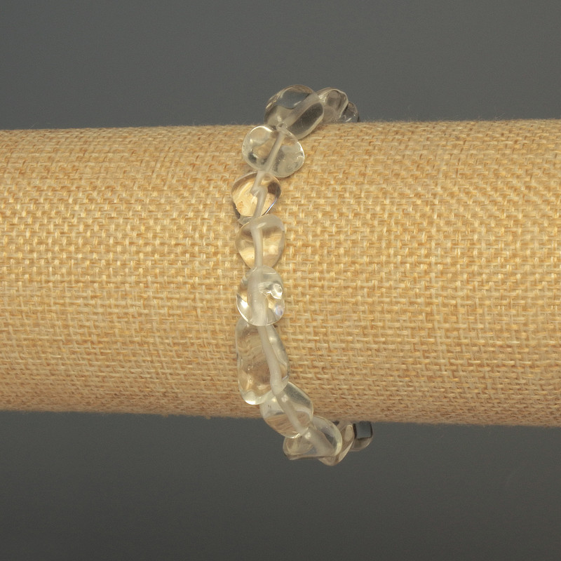 Браслет от планински кристал, огранени мъниста, диаметър 8–12×9 мм, дължина 18 см, еластична основа