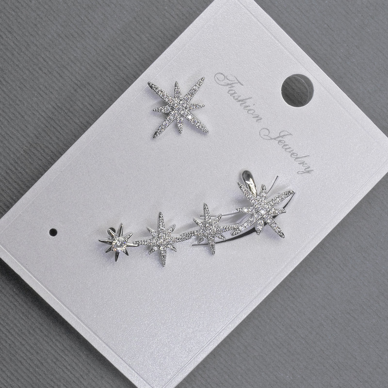 Пусети обеци с кафяв камък, сребърен метал 13x37 мм ± бели стрази