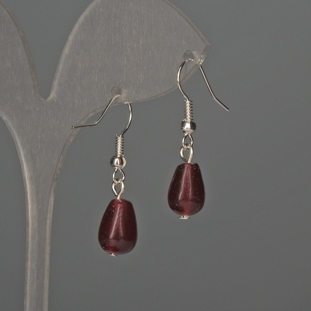 Обeци от тониран розов кварц 8×12 мм +-, дължина 32 мм +-