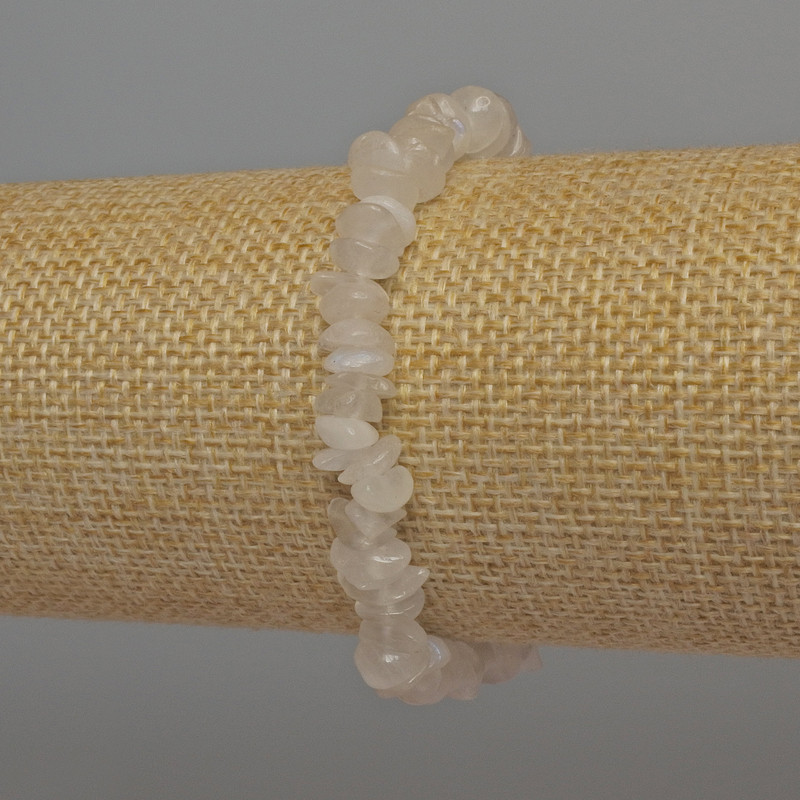 Браслет адуляр късчета, диаметър 7×2 мм, дължина 18 см ± стрейч