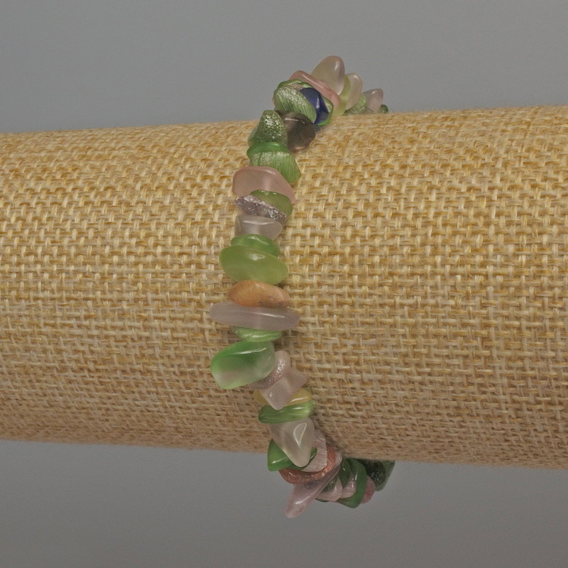 Браслет Асортимент късчета, диаметър 6–12×2–4 мм ±, дължина 18 мм ± стрейч