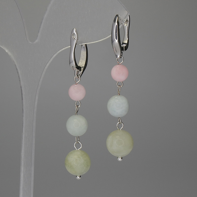 Обици Асорти гладка топка 10 мм+- 8 мм+- 6 мм+-, дължина 44 мм+-