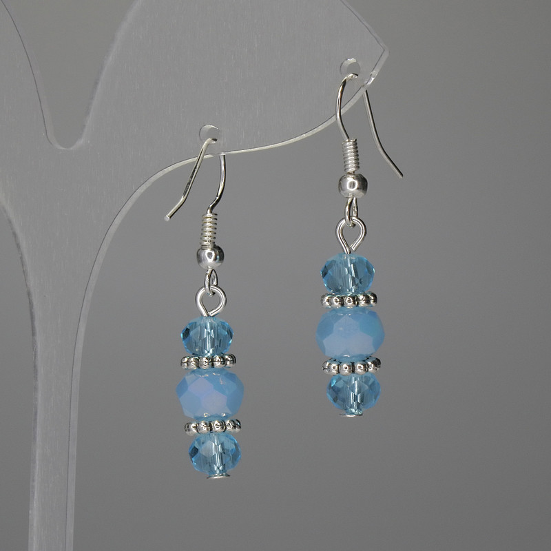 Обeци от чешки кристал рондел 6×5мм+- 8×6мм+-, дължина 38мм+-