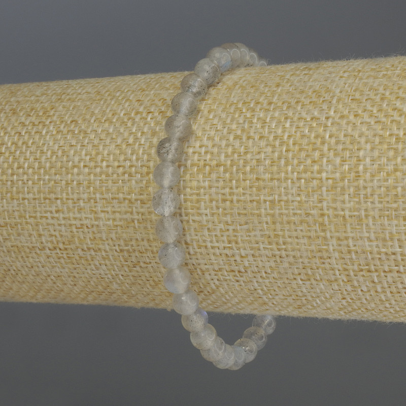 Браслет от лабрадорит, гладка мъниста, диаметър 5 мм, дължина 18 см, еластичен