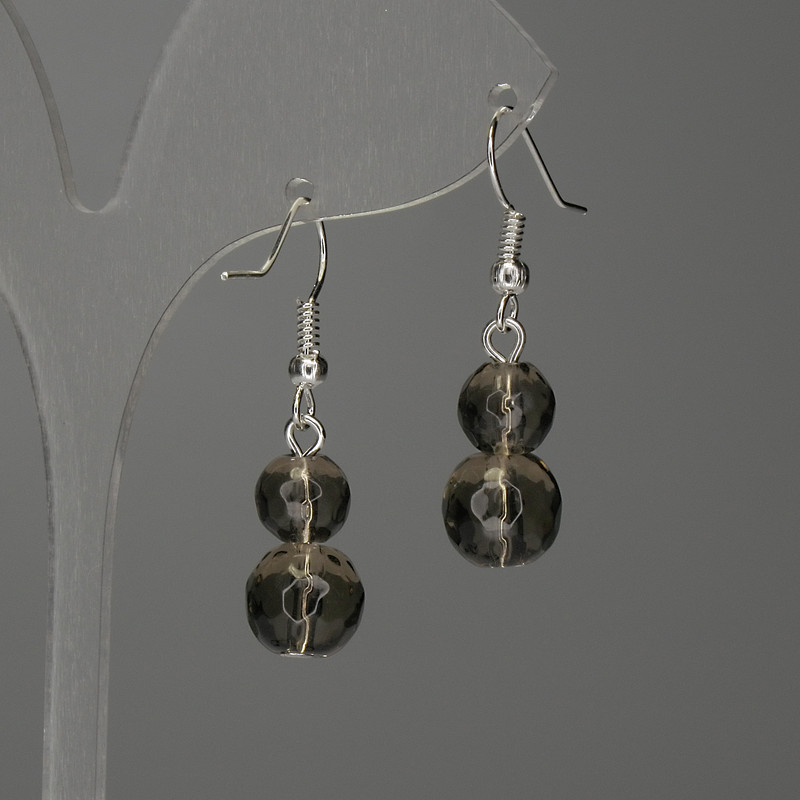 Обички с раухтопаз грановани топчета 8–10 мм, дължина 38 мм ±