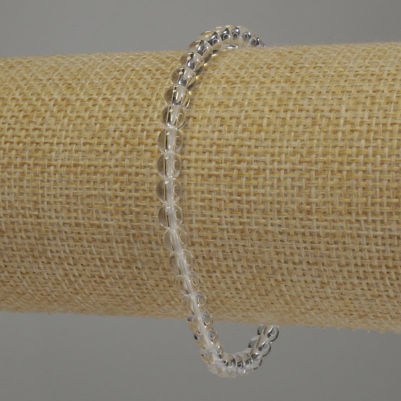 Гривна от планински кристал, гладка мънистa, диаметър 4 мм, дължина 18 см, еластична основа