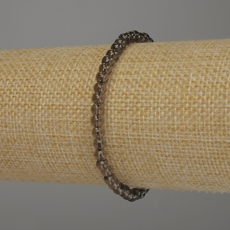 Гривна от раухтопаз, гладка бусина, диаметър около 4 мм, дължина 18 см, еластична