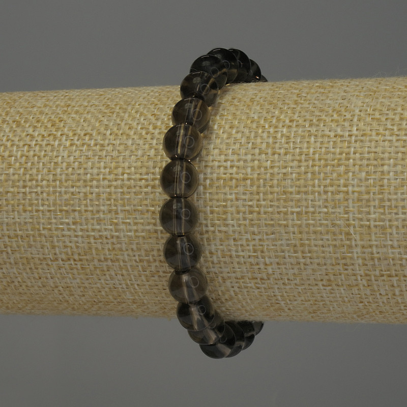 Гривна от раухтопаз, гладка мъниста, диаметър 8 мм, дължина 18 см, еластична основа