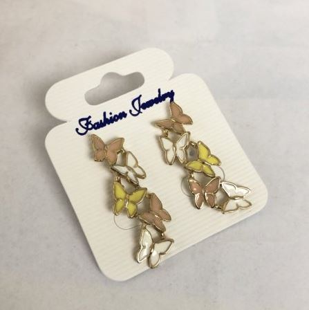 Обици „Пеперуди“ от златист метал и емайл 36 мм +