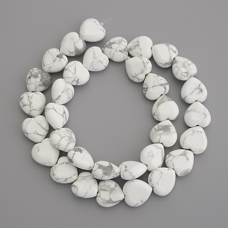 Мънисти от кахолонг с форма на сърце, естествен камък, диаметър 12×12 мм, на конец, дължина 39 см+