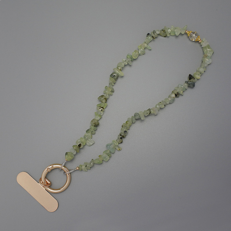 Ключодържател с верижка за телефон пренитови кристалчета 4-10×2-4 мм ± пръстен, диаметър 24 мм, дължина 24 см