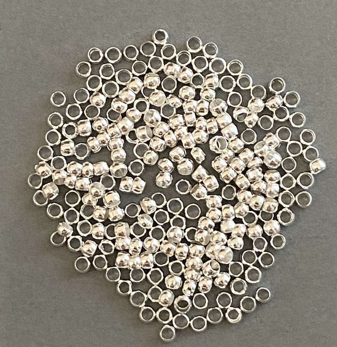 Фиксатори кримпи «захипи», диаметър 3 мм, цвят на метала «сребро» 8 грама