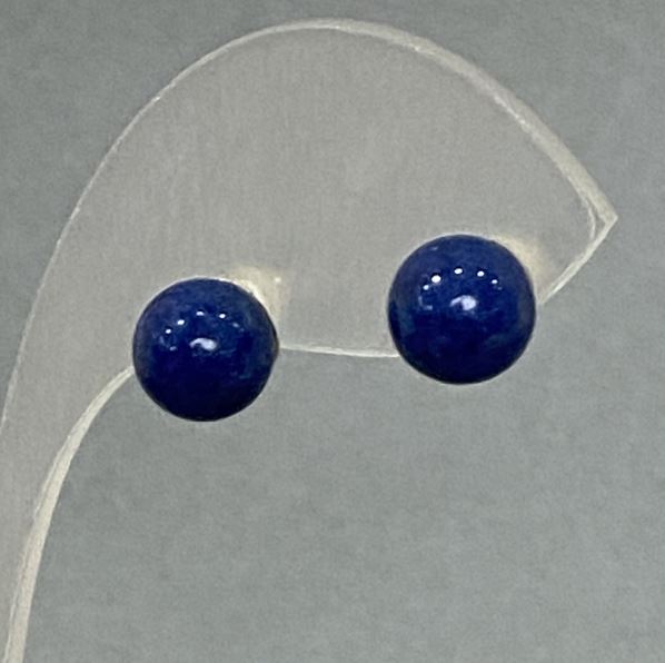 Обици-пусети с лазурит 8 мм