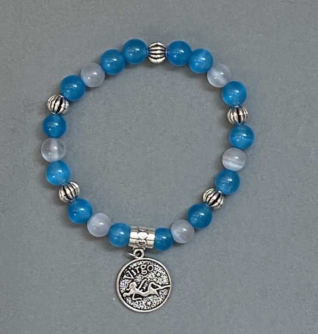 Браслет асортимент «Котешко око» с гладка мъниста 8 мм ± с метални вложки, дължина 18 мм ±